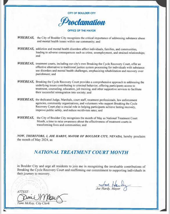 Proclamation National Treatment Court Month